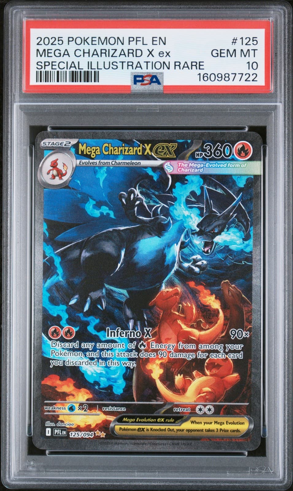 2025 POKEMON PFL EN-PHANTASMAL FLAMES #125 MEGA CHARIZARD X EX PSA 10