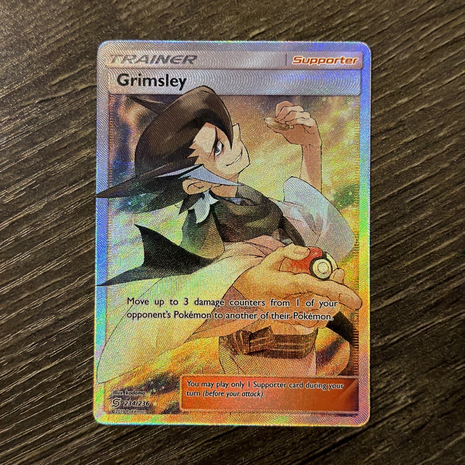 Grimsley 234/236 Unified Minds Full Art Ultra Rare Pokemon 2019 NM
