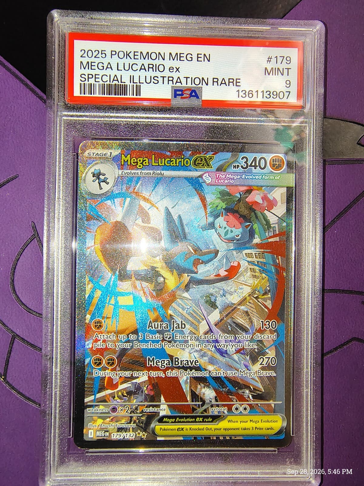 Pokémon TCG Mega Lucario ex #179/132 SIR Special Illustration Rare PSA 9 Mint
