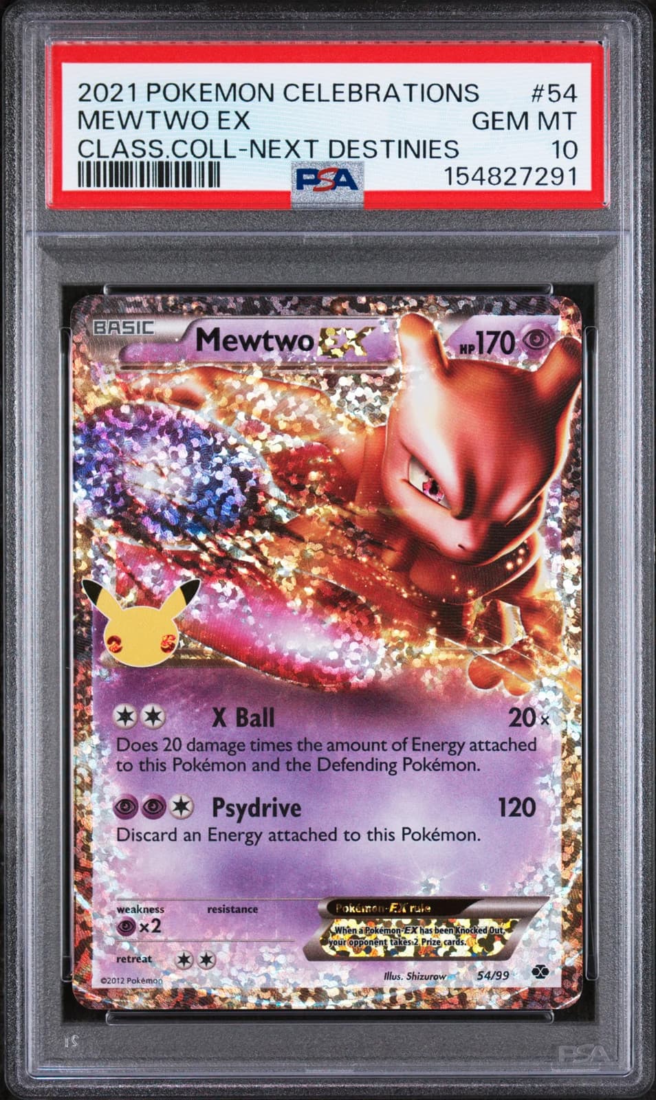 2021 Pokemon Celebrations Mewtwo ex Classic Collection Next Destinies PSA 10 #54