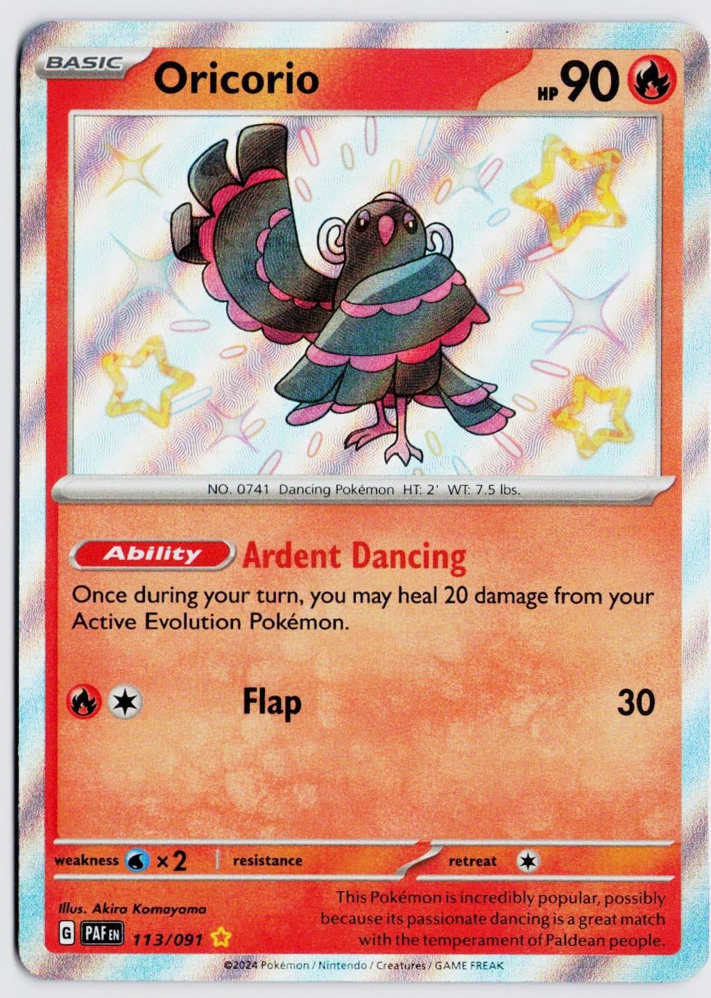 Oricorio 113/091 Shiny Rare - SV: Paldean Fates EN NM