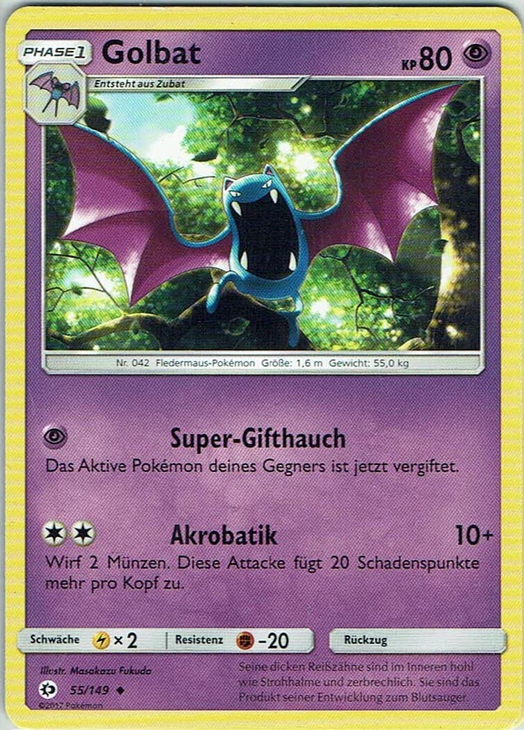 Pokemon Karte TCG Trading Card Game Sonne und Mond Nr. 55/149 Golbat deutsch