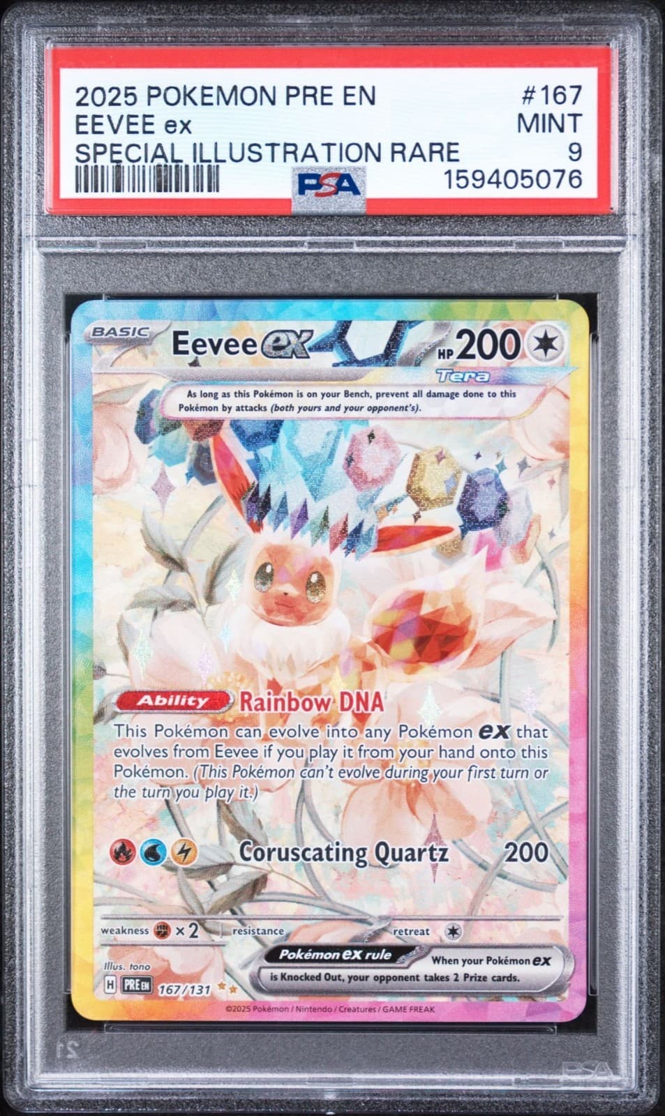 Pokemon TCG Eevee ex 167/131 Sv Prismatic Evolutions SIR Holo PSA 9 (2025)