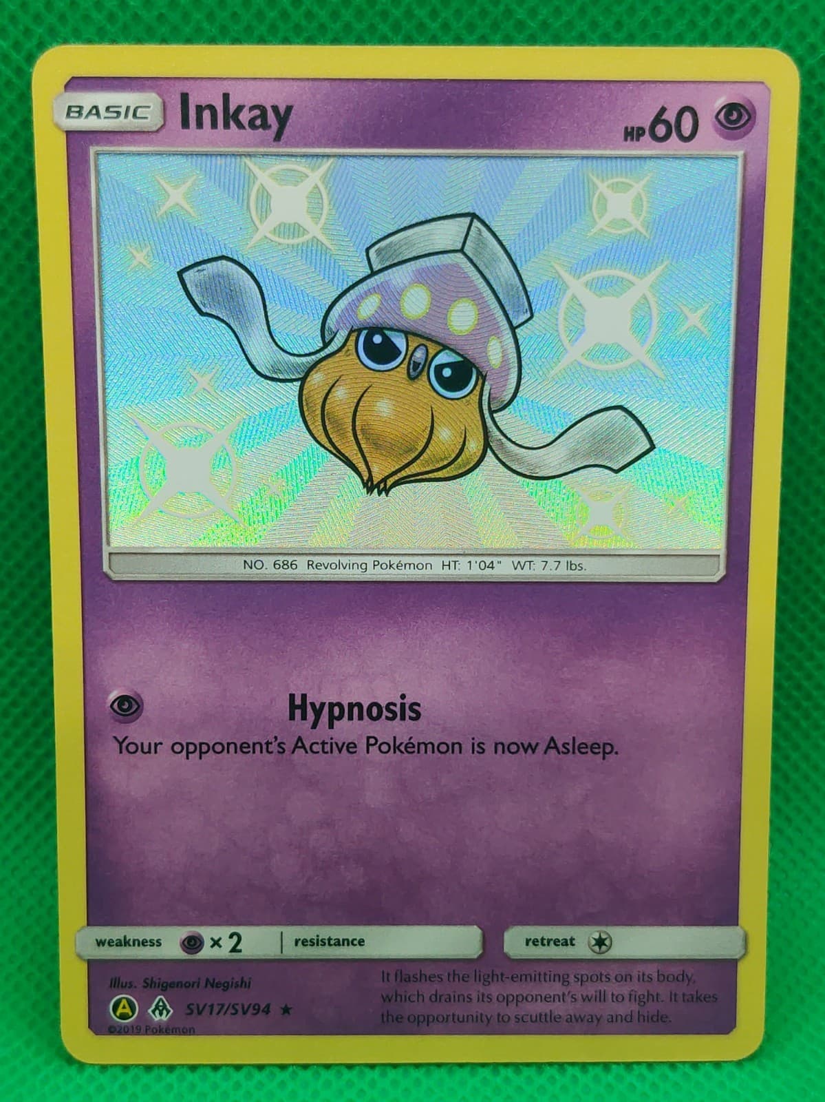 Pokemon Inkay Shiny Holo Rare Hidden Fates: Shiny Vault SV17/SV94 EN LP