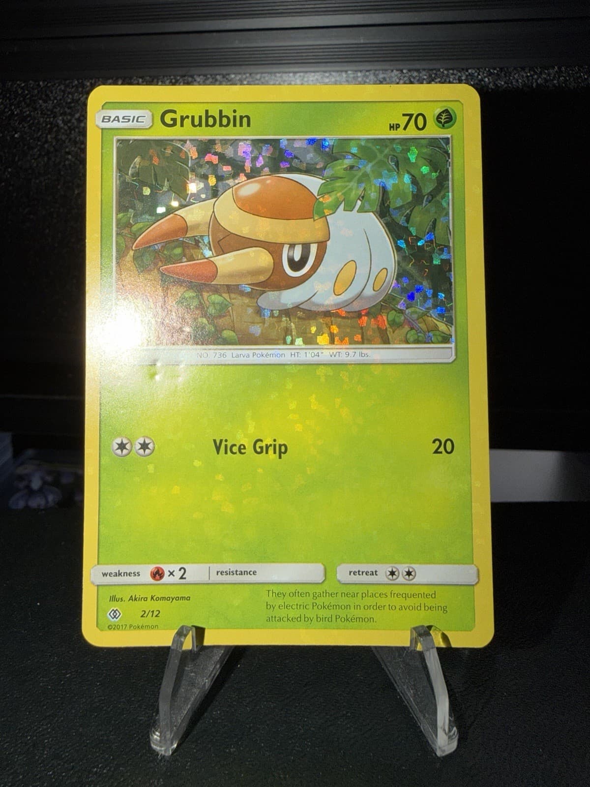 Grubbin 2/12 Pokemon Card 2017 McDonald's Promo Confetti Holo Near Mint
