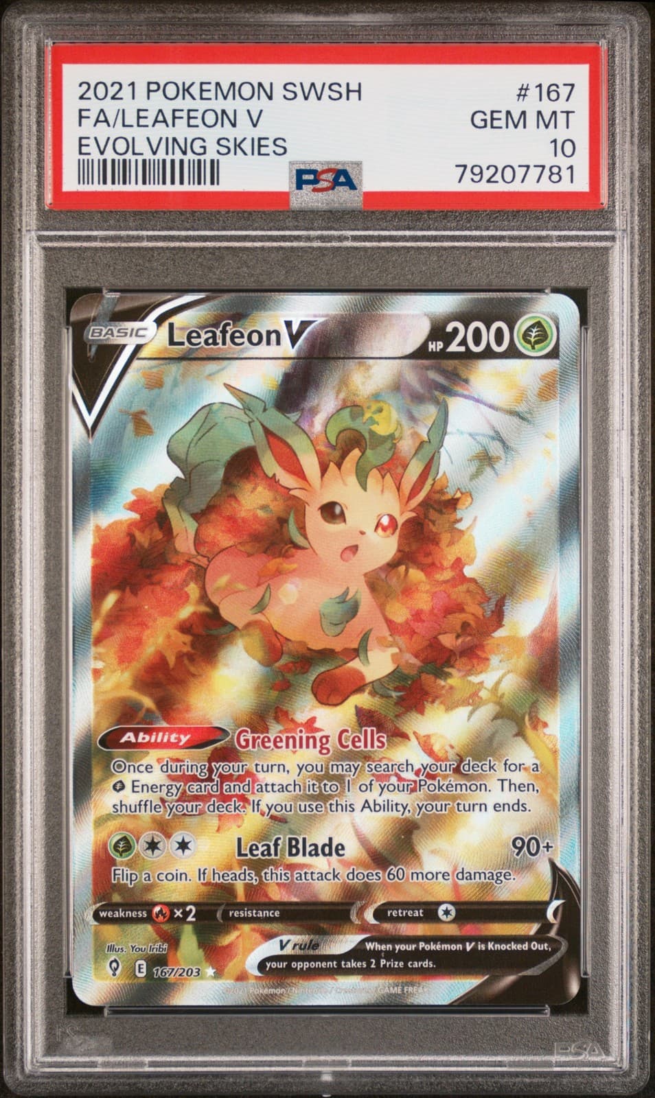 Leafeon V 167/203 Evolving Skies Pokemon PSA 10