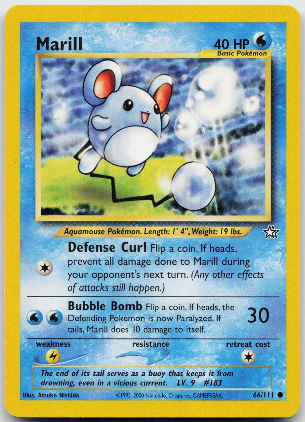Marill 66/111 Common Neo Genesis Pokemon Unlimited Near Mint