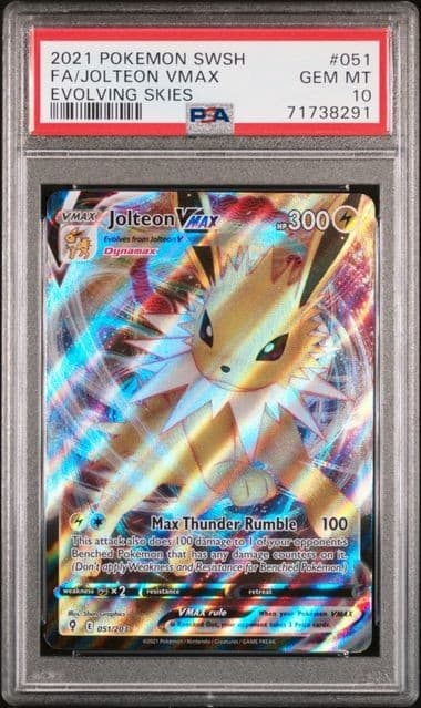 2021 Jolteon VMAX 051/203 Evolving Skies PSA 10 GEM MINT Pokemon Full Art