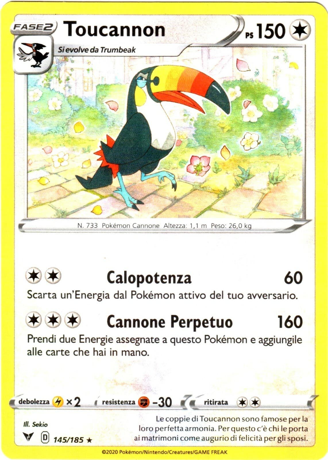 POKEMON TOUCANNON 145/185 RARA VOLTAGGIO SFOLGORANTE