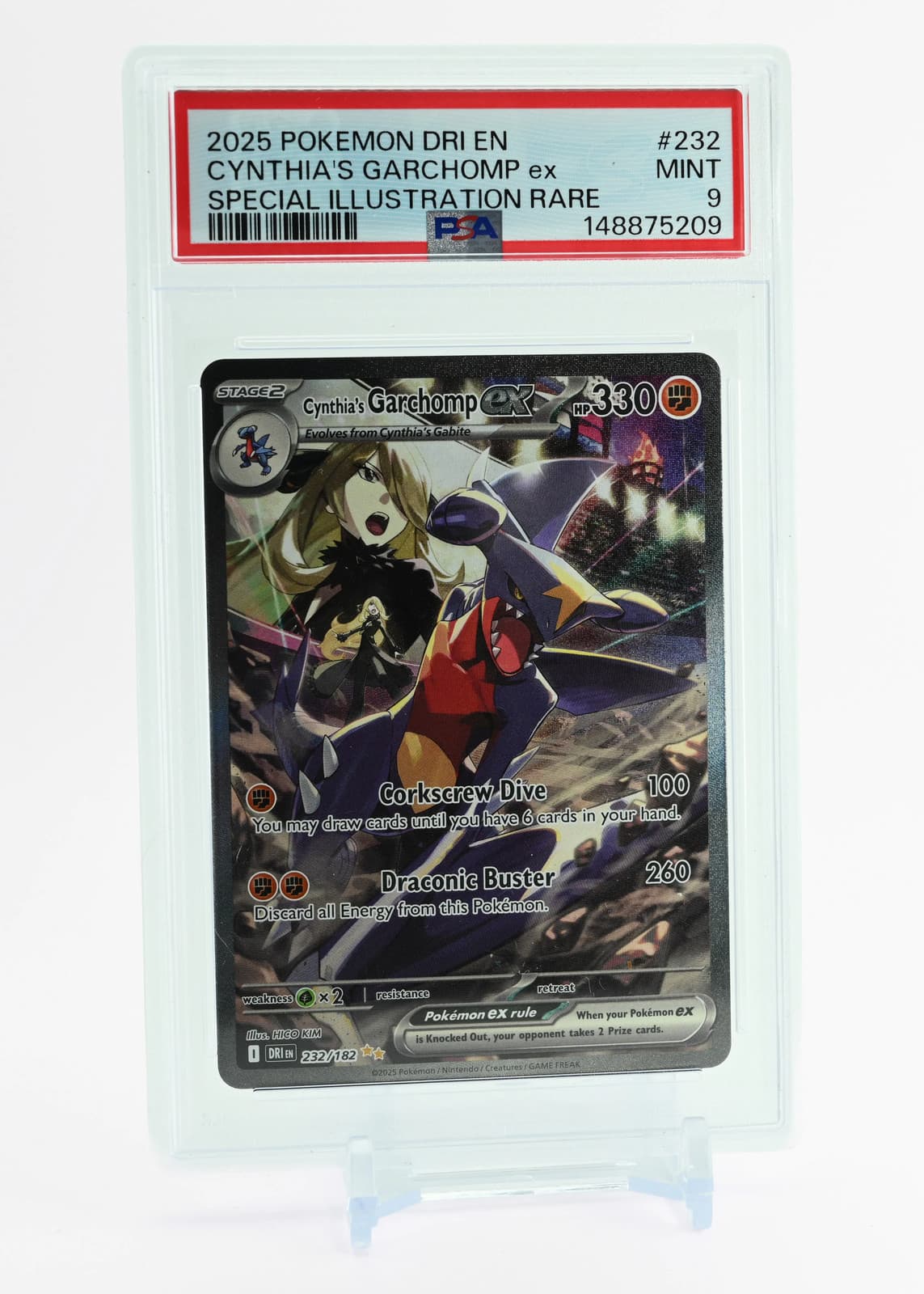 2025 Pokemon Destined Rivals Cynthia's Garchomp ex 232/182 SIR PSA 9