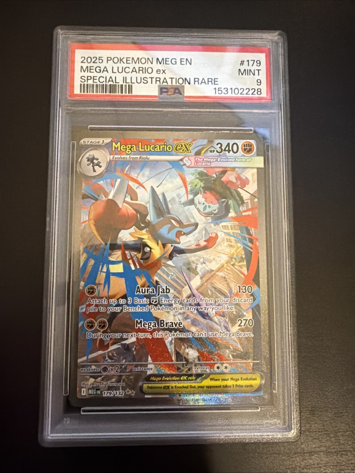 2025 Pokemon MEG EN Special Illustration Rare 179/132 Mega Lucario ex PSA 9 MINT