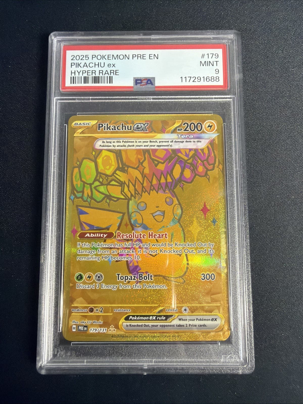 2025 POKEMON PRE EN-PRISMATIC EVOLUTIONS HYPER RARE #179 PIKACHU EX PSA 9