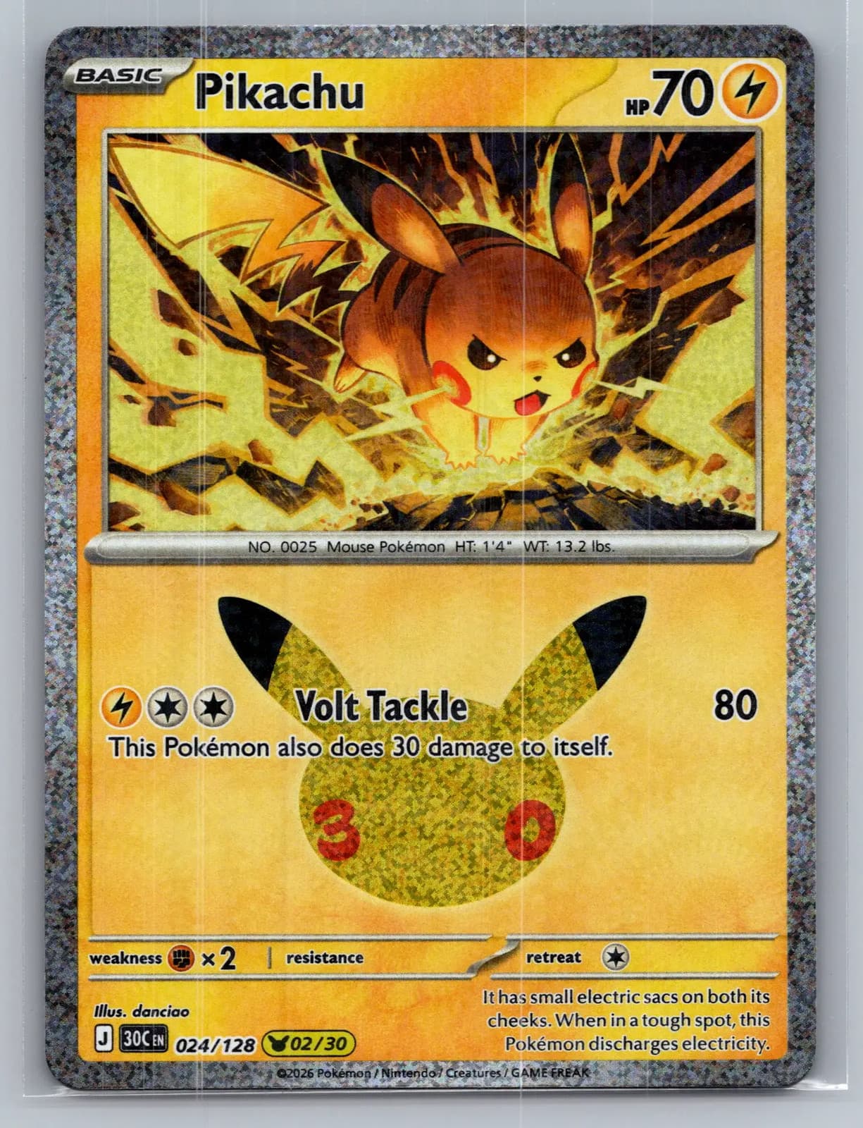 Pikachu #24/128 2026 30th Celebration Pokemon TCG
