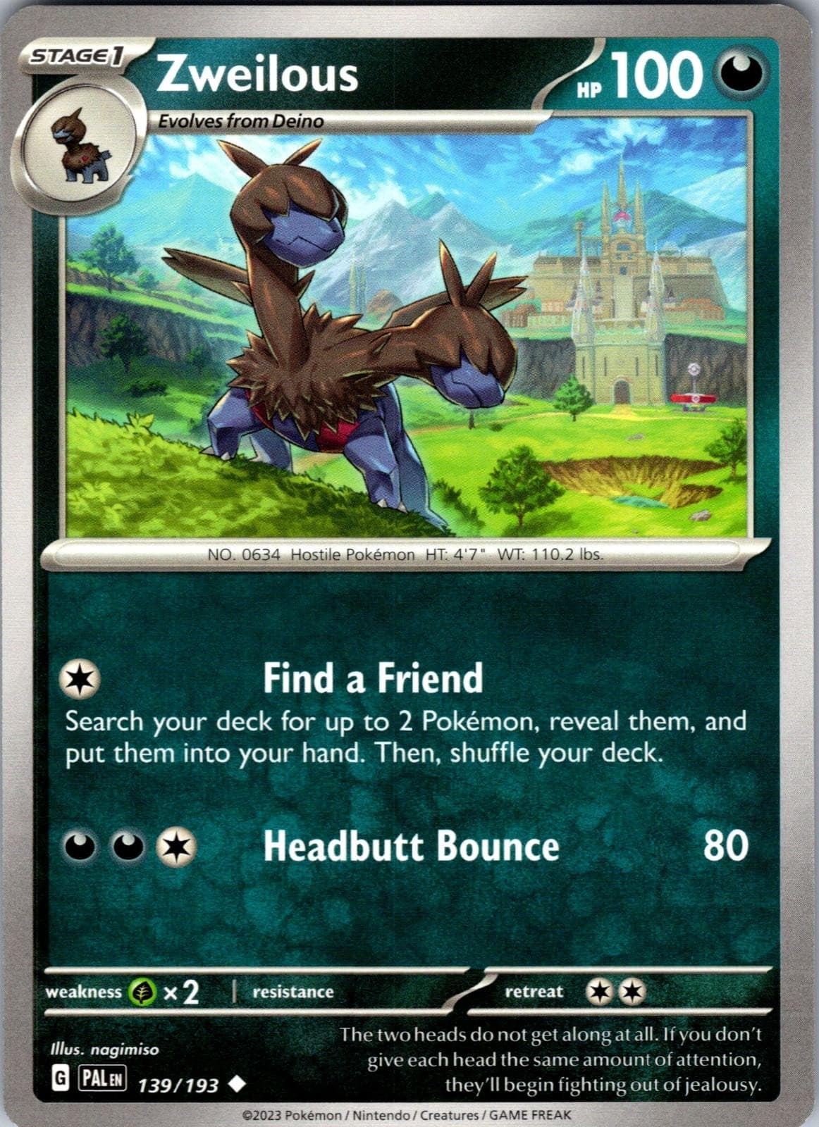 ZWEILOUS 139/193 UNCOMMON PALDEA EVOLVED POKEMON NEAR MINT
