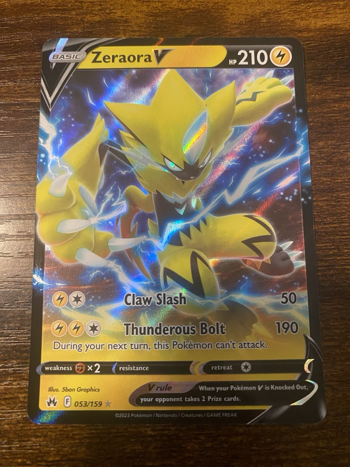 Pokémon Crown Zenith Zeraora V Rare Card 053/159 NM