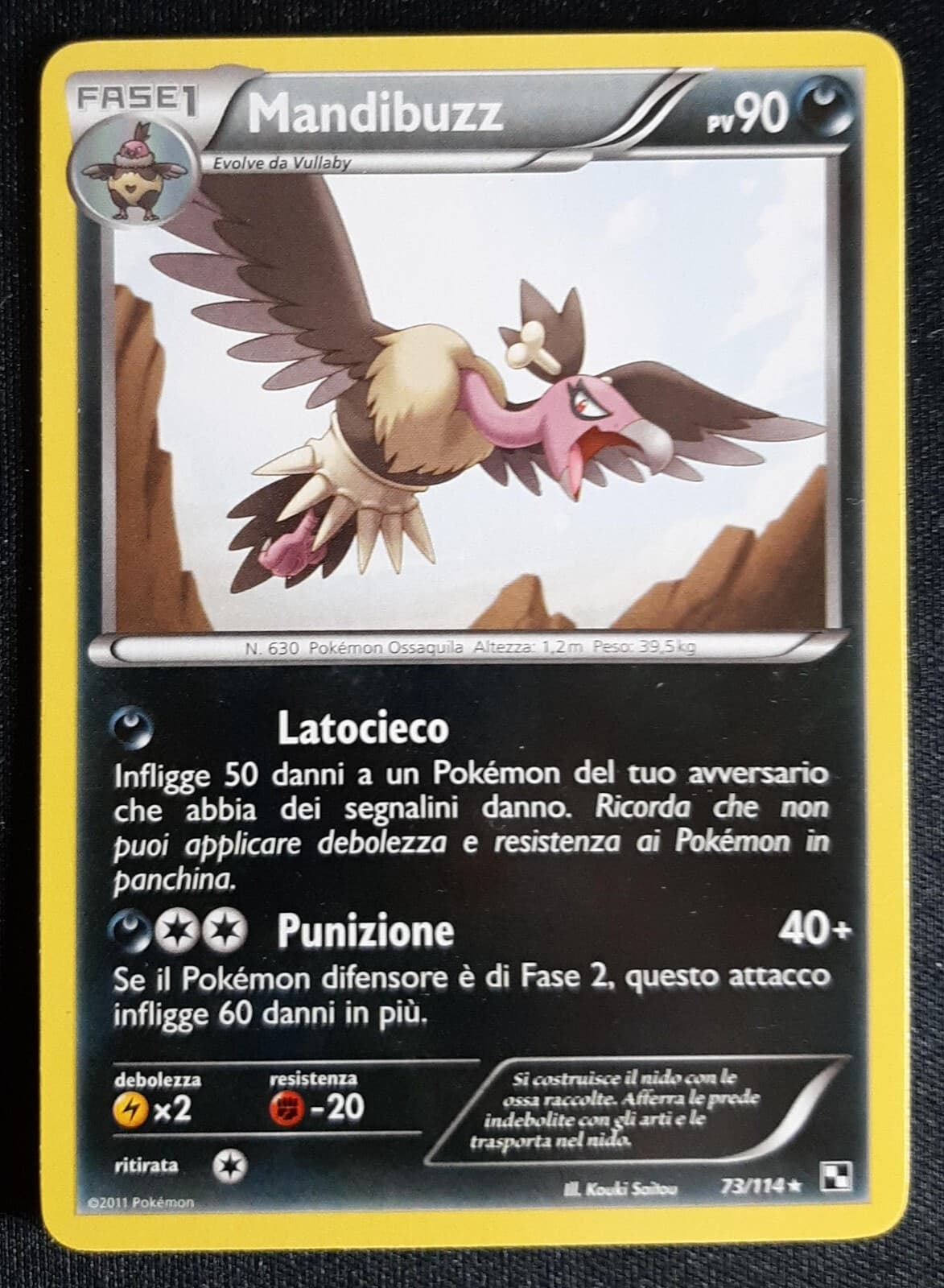 MANDIBUZZ 73/114 Rara in Italiano (EXC) POKEMON Nero e Bianco