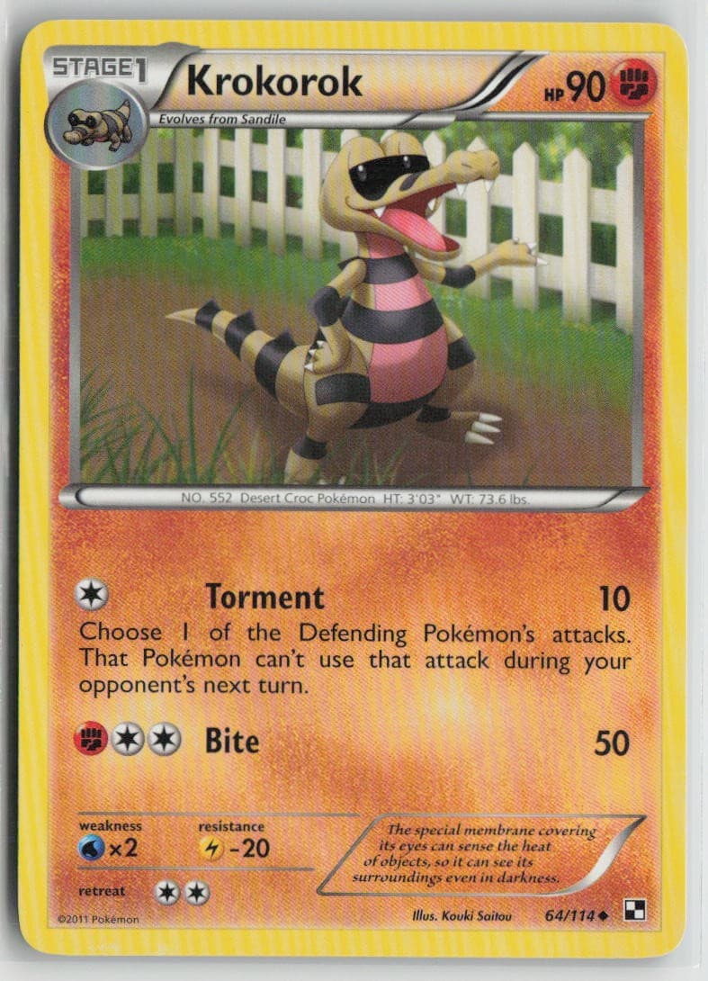 Krokorok 64/114 Uncommon Black & White Pokemon Lightly Played