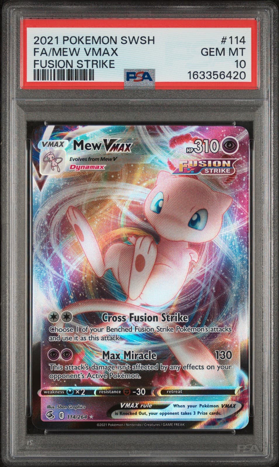 Mew Vmax 114/264 Fusion Strike Pokemon PSA 10