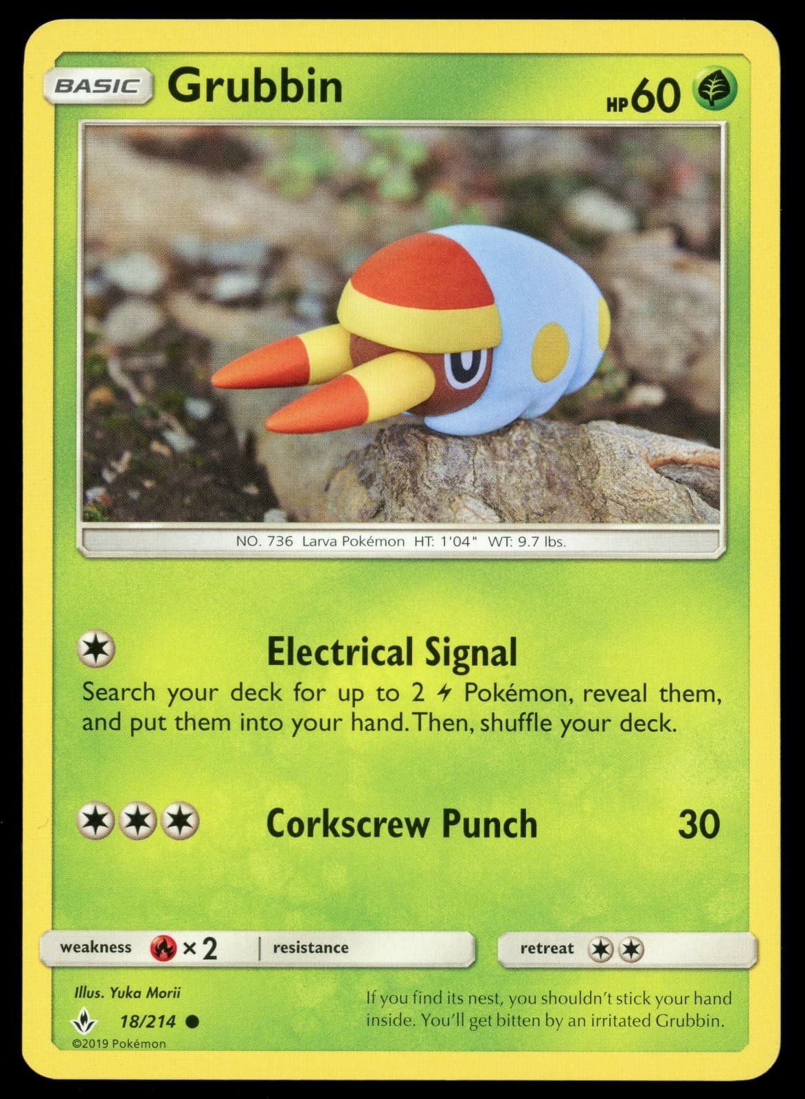 2019 POKEMON GRUBBIN 18/214 COMMON UNBROKEN BONDS NM YUKA MORII