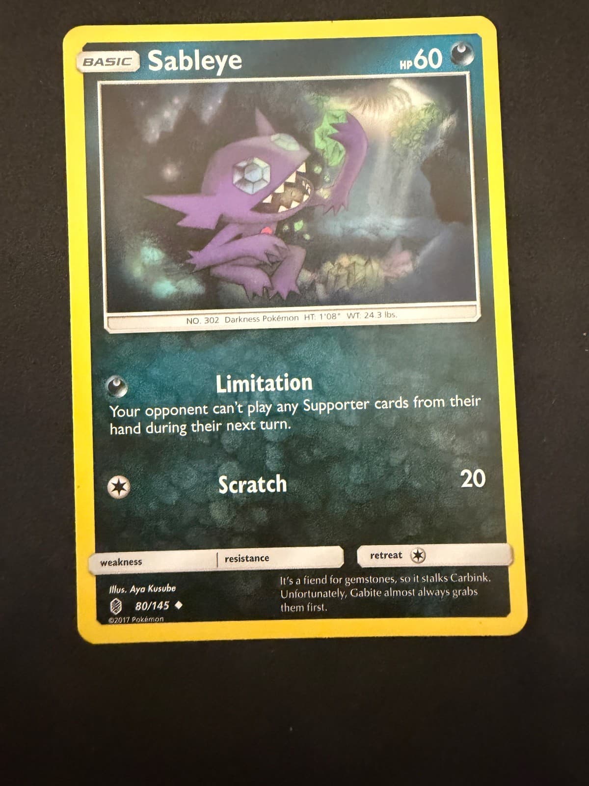 Sableye 80/145 Uncommon Guardians Rising Pokemon Near Mint