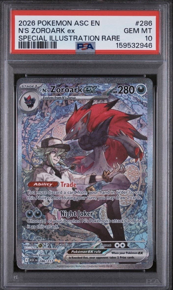 PSA 10 N’s Zoroark EX #286 Ascended Heroes Special Illustration Rare Pokemon