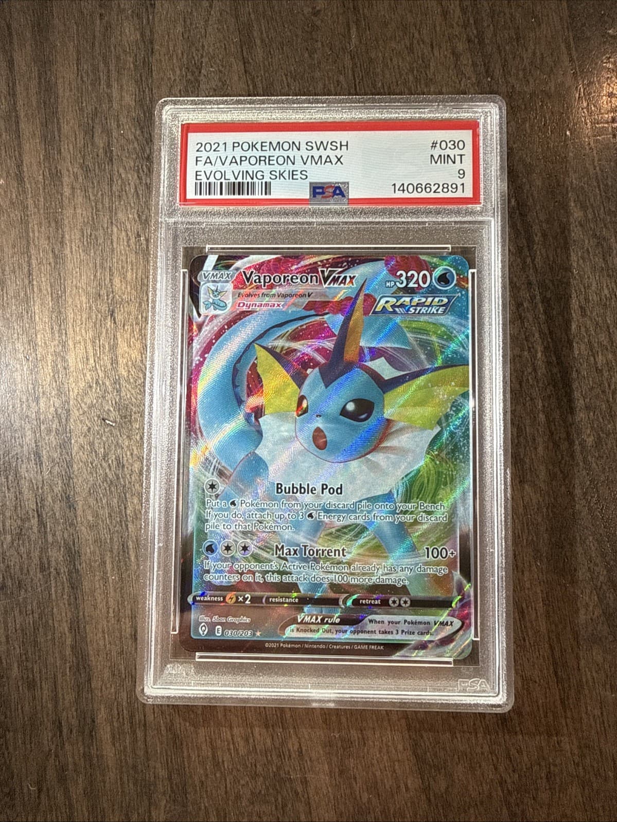 Vaporeon Vmax 030/203 Psa9