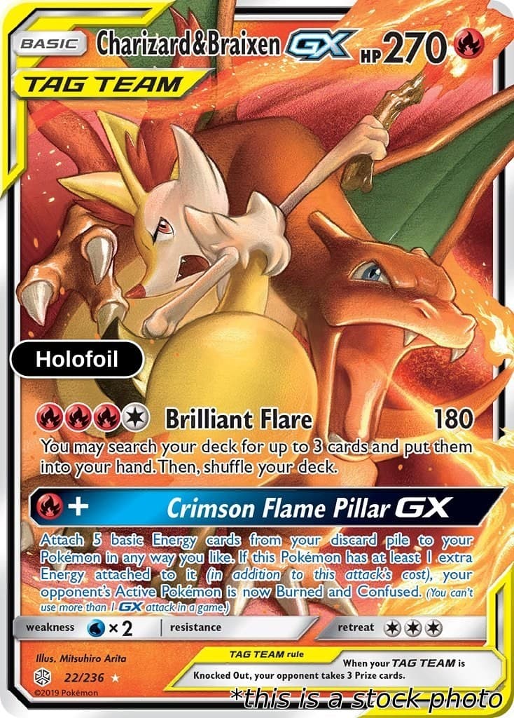 Charizard & Braixen GX 22/236 SM - Cosmic Eclipse NM Pokemon