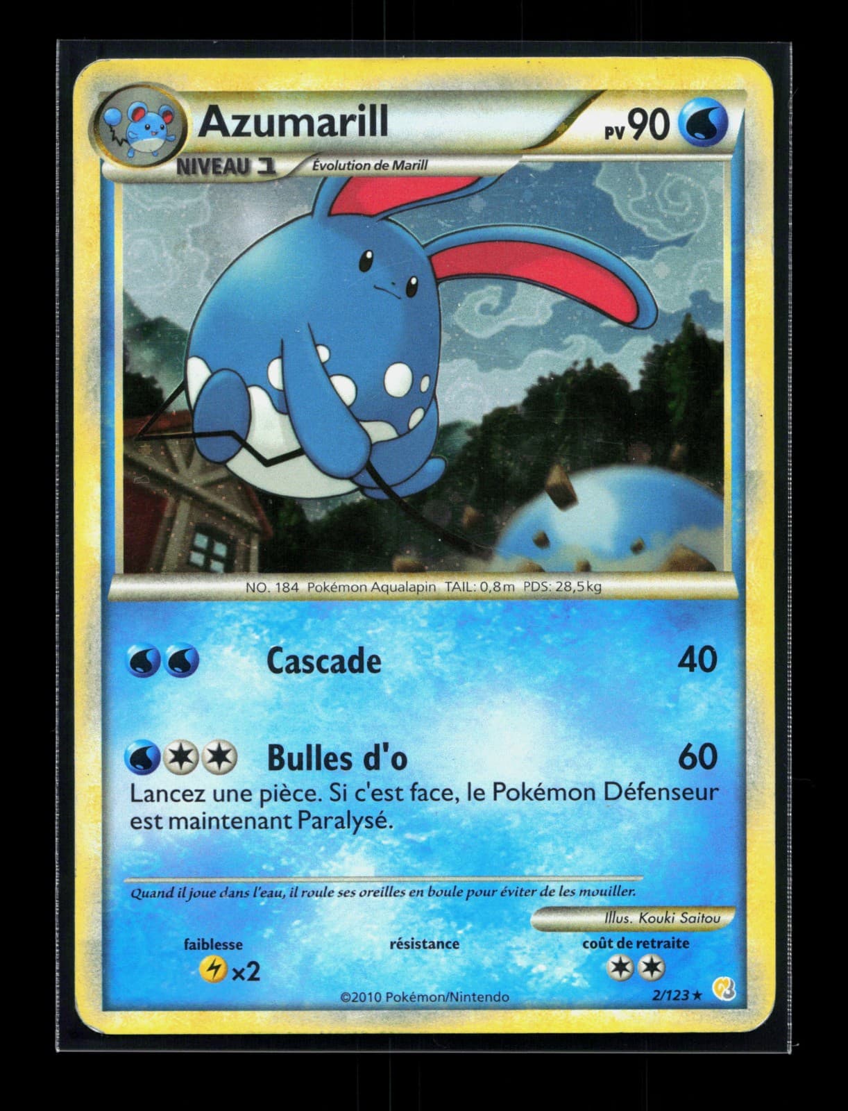 Carte Pokémon Azumarill 2/123 Holographique HeartGold SoulSilver HGSS FR