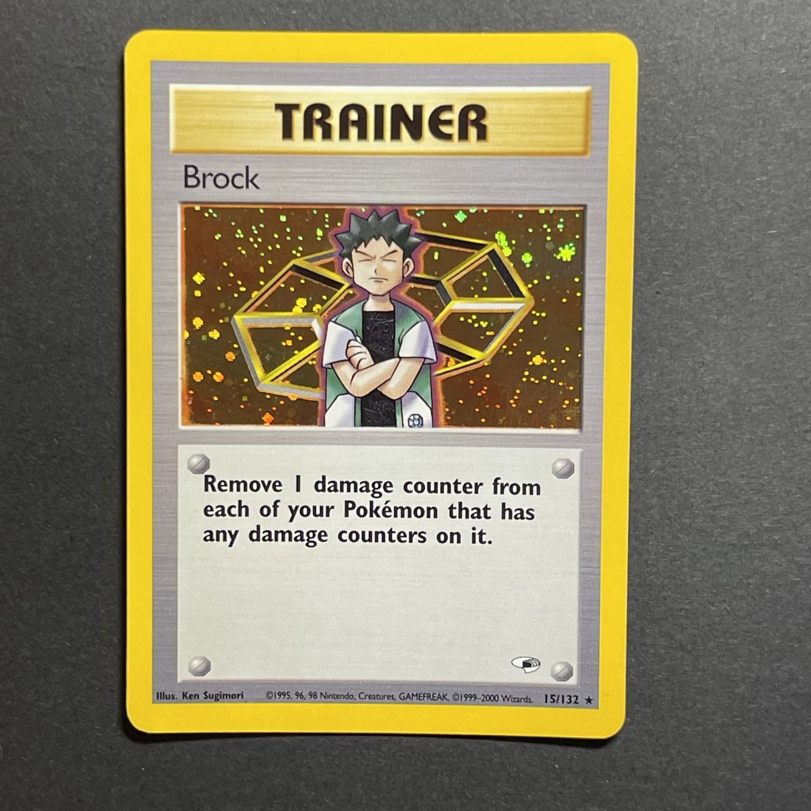 Brock 15/132 LP Unlimited Holo Rare - 2000 Gym Heroes WOTC - Pokemon TCG