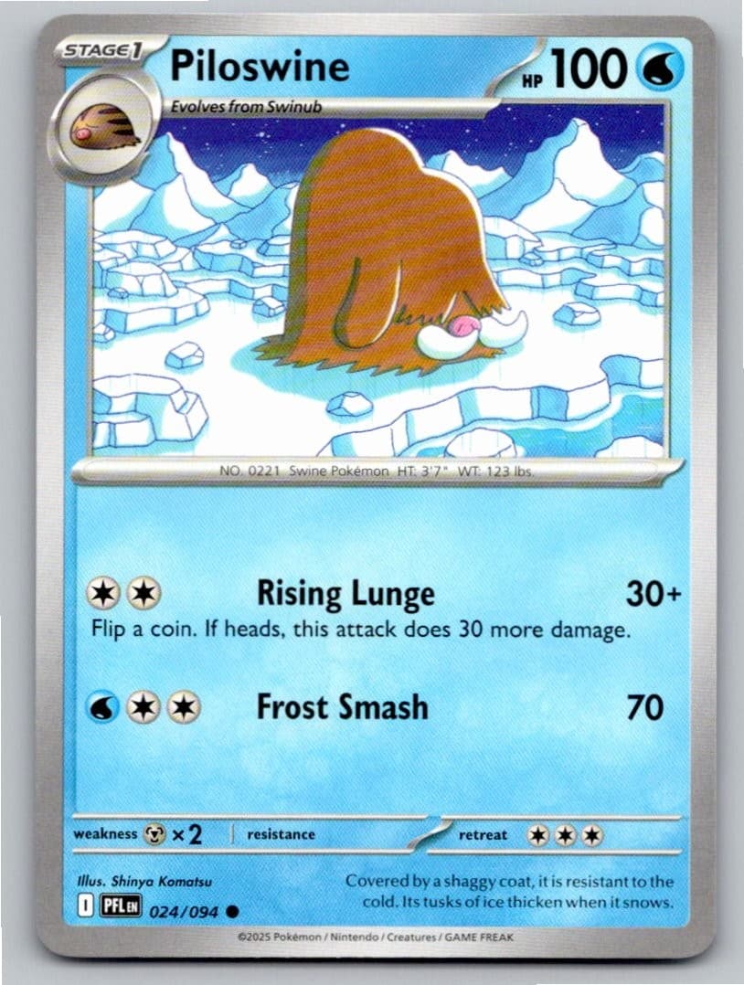 2025 POKEMON PILOSWINE PHANTASMAL FLAMES 024/094 COMMON NM A28492 FREE S&H