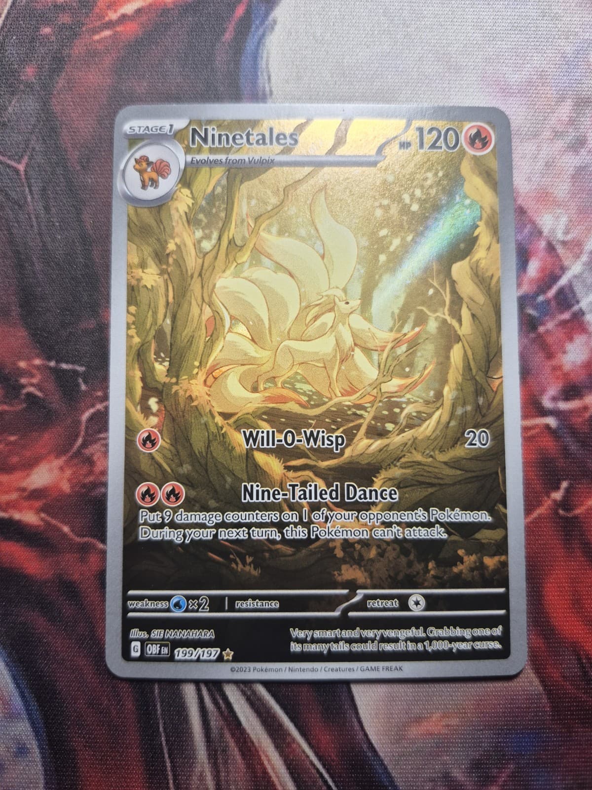 Pokémon TCG Ninetales 199/197 Illustration Rare Holo SV03 Obsidian Flames NM