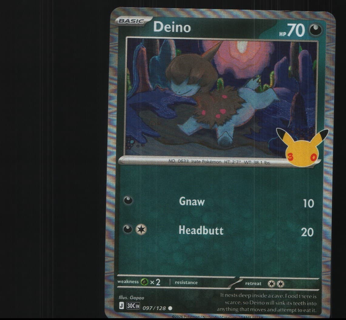 Deino 097/128 ME: 30th Celebration Pokemon Holo Near Mint