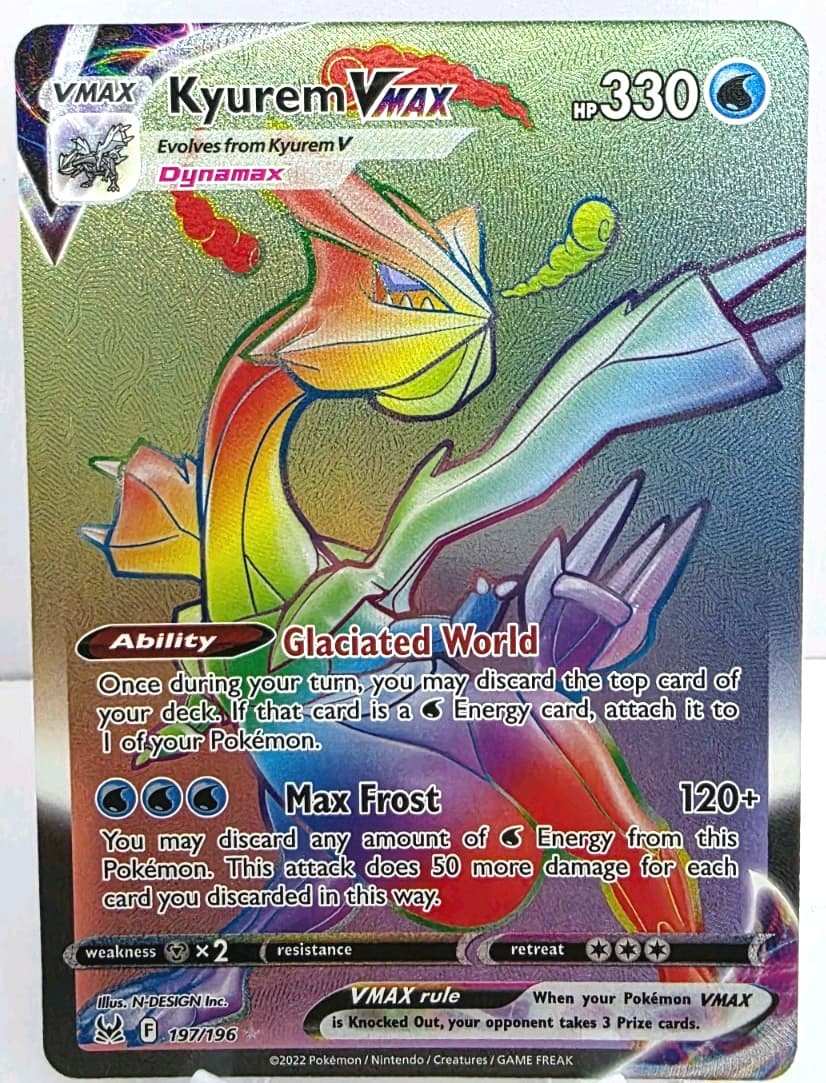 Kyurem VMAX 197/196 Pokémon TCG Lost Origin Rainbow Secret Rare Full Art ENG NM