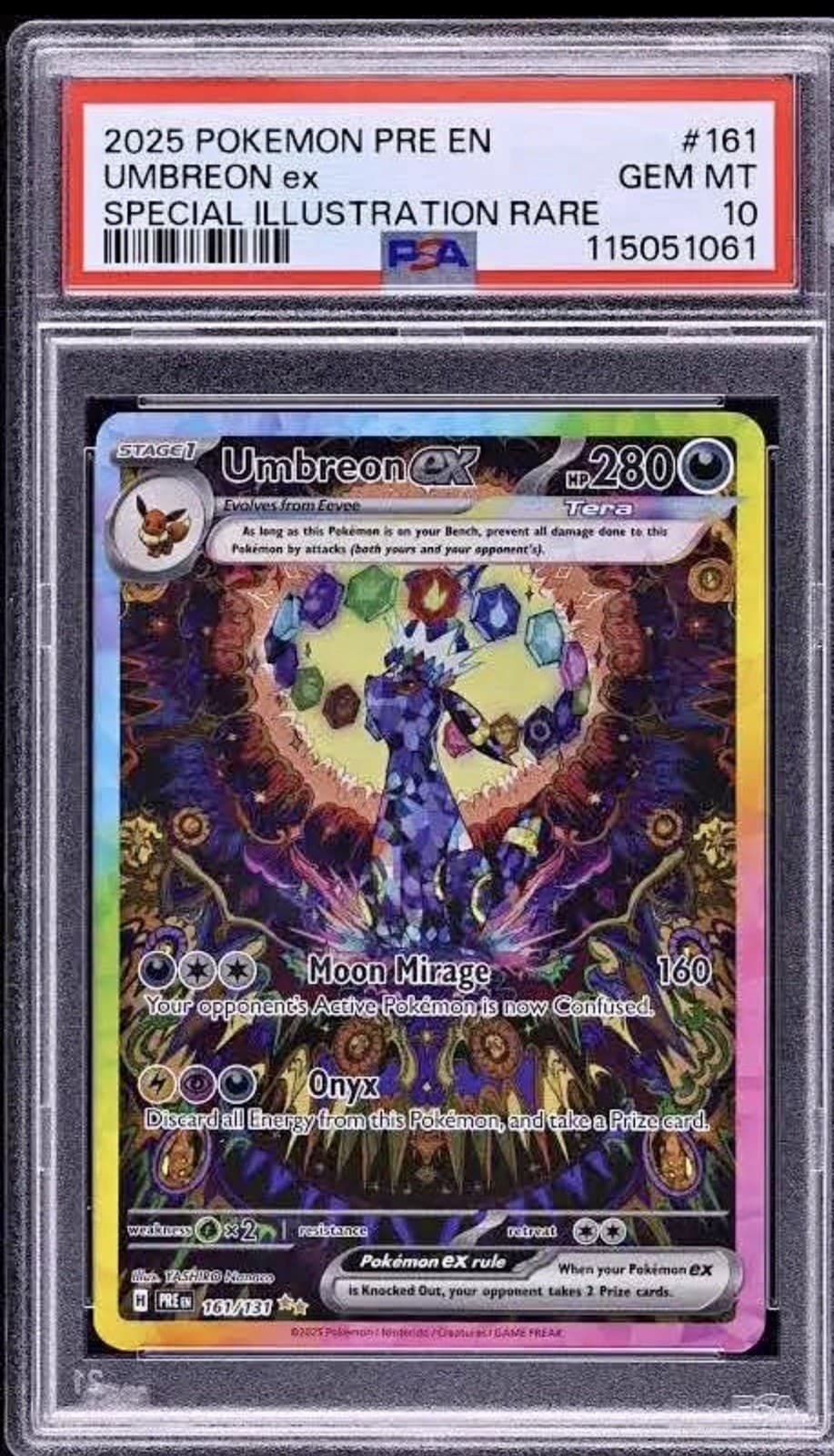 Pokemon Umbreon ex 161/131 Prismatic Evolutions SIR Holo ENG 2025 PSA 10