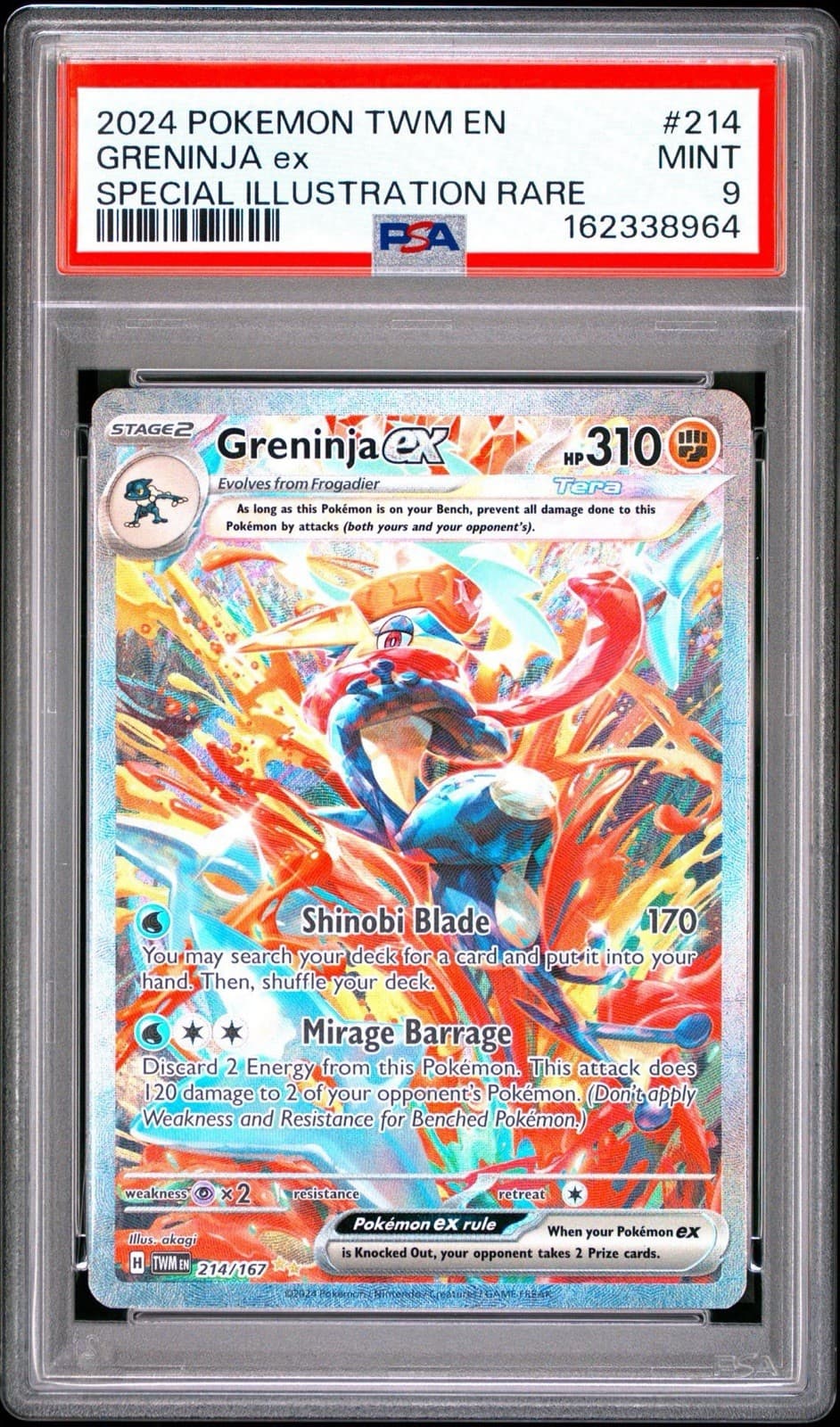 Greninja ex 214/167 Sv06: Twilight Masquerade Holo PSA 9