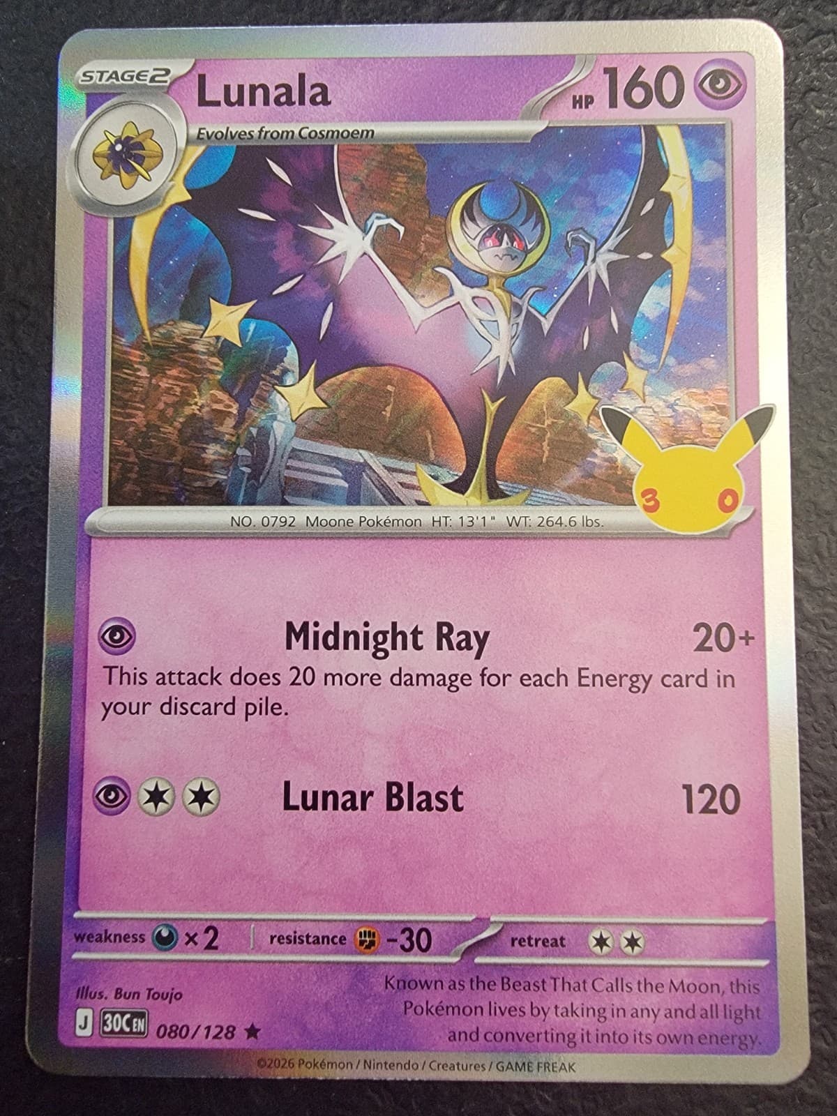Pokemon TCG 30th Anniversary Celebration Lunala 080/128