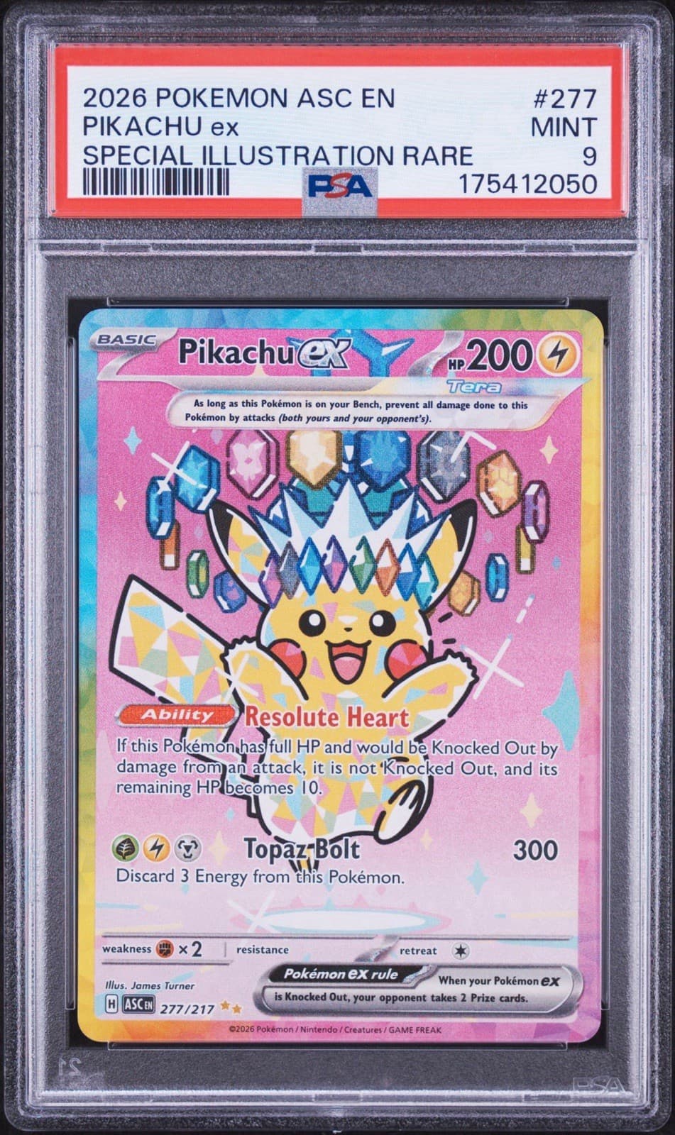 Pokemon PSA 9 Pikachu EX 277/217 Ascended Heroes Special Illustration Rare