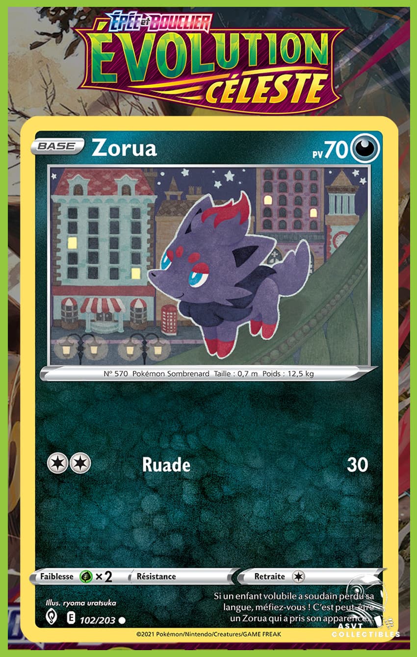 Carte Pokémon Zorua 102/203 EB07 EB7 Evolution Céleste Epee Et Bouclier