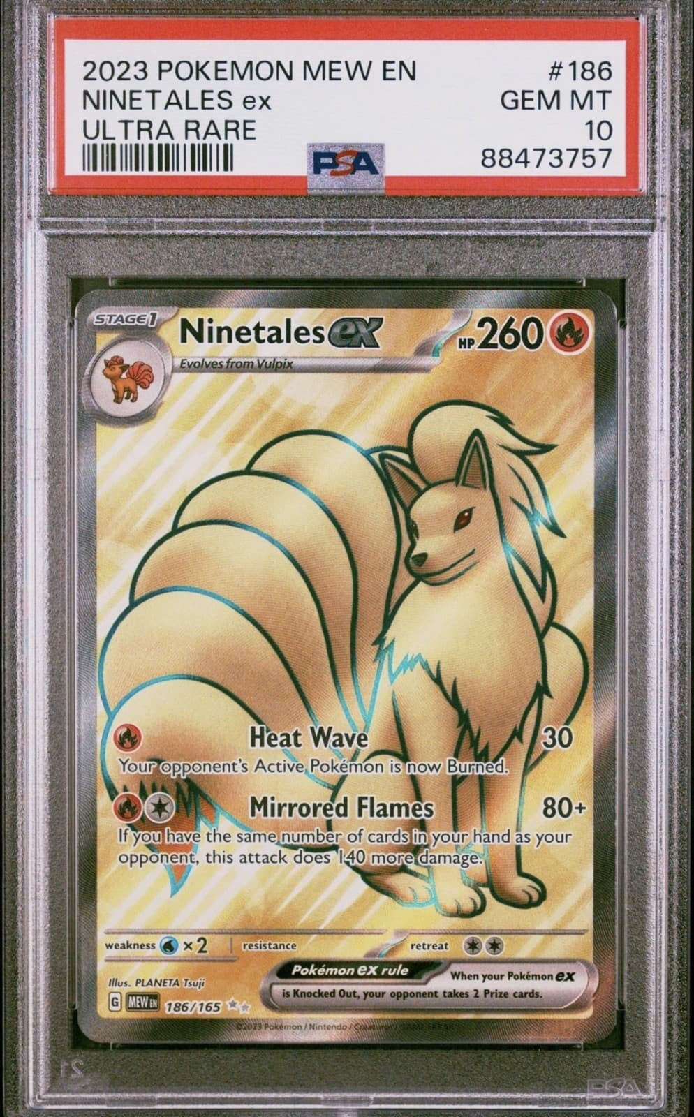 Ninetales EX 186/165 Ultra Rare 151 Pokemon PSA 10 *757
