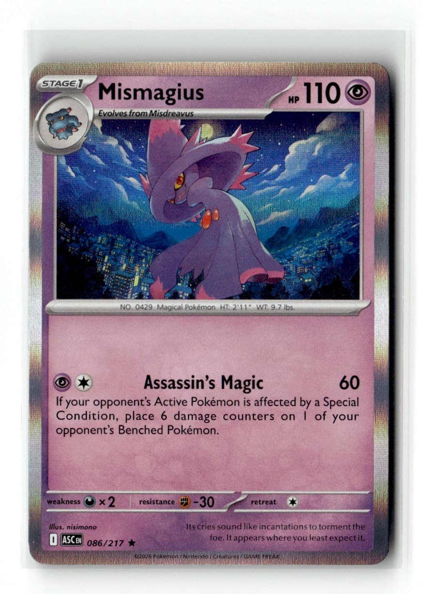 Mismagius 86/217 Ascended Heroes Rare Holo 2026 Pokemon NM