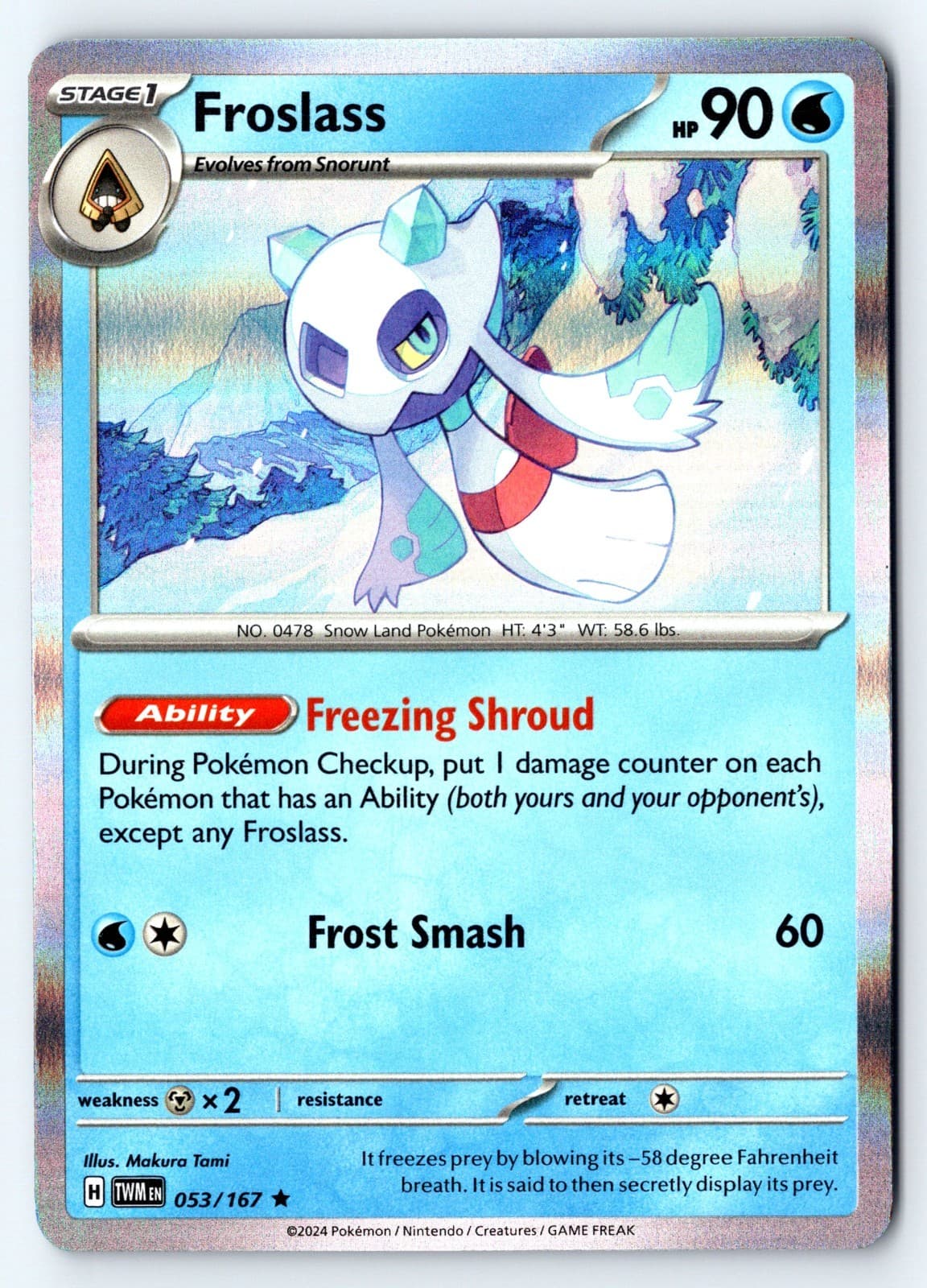 Froslass 53/167 Twilight Masquerade Holo Pokemon NM