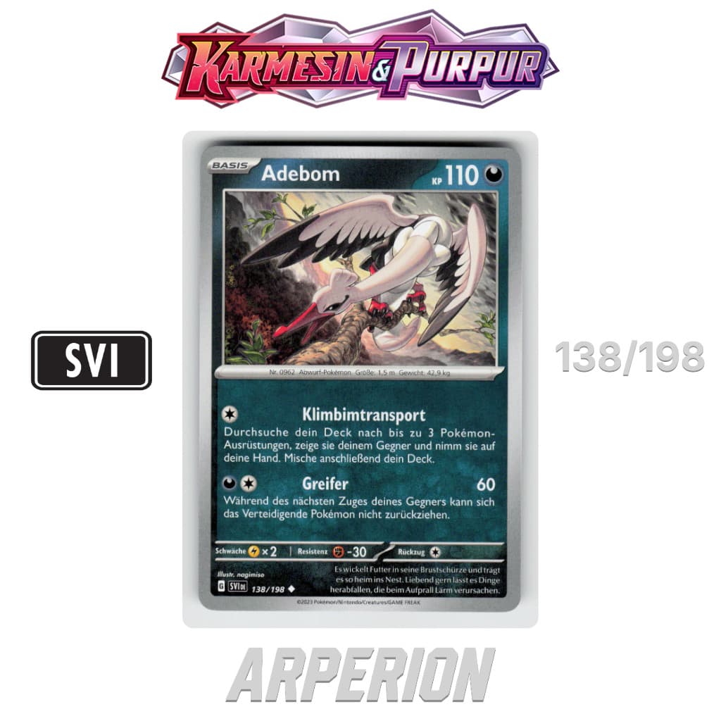 Adebom 138/198 Deutsch Karmesin & Purpur SVI Pokemon Karte NM