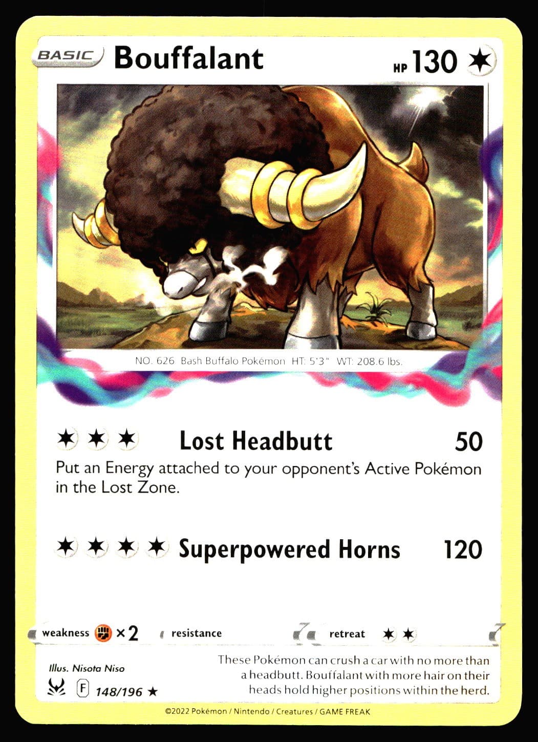 Pokemon Bouffalant #148/196 SWSH11: Lost Origin Rare