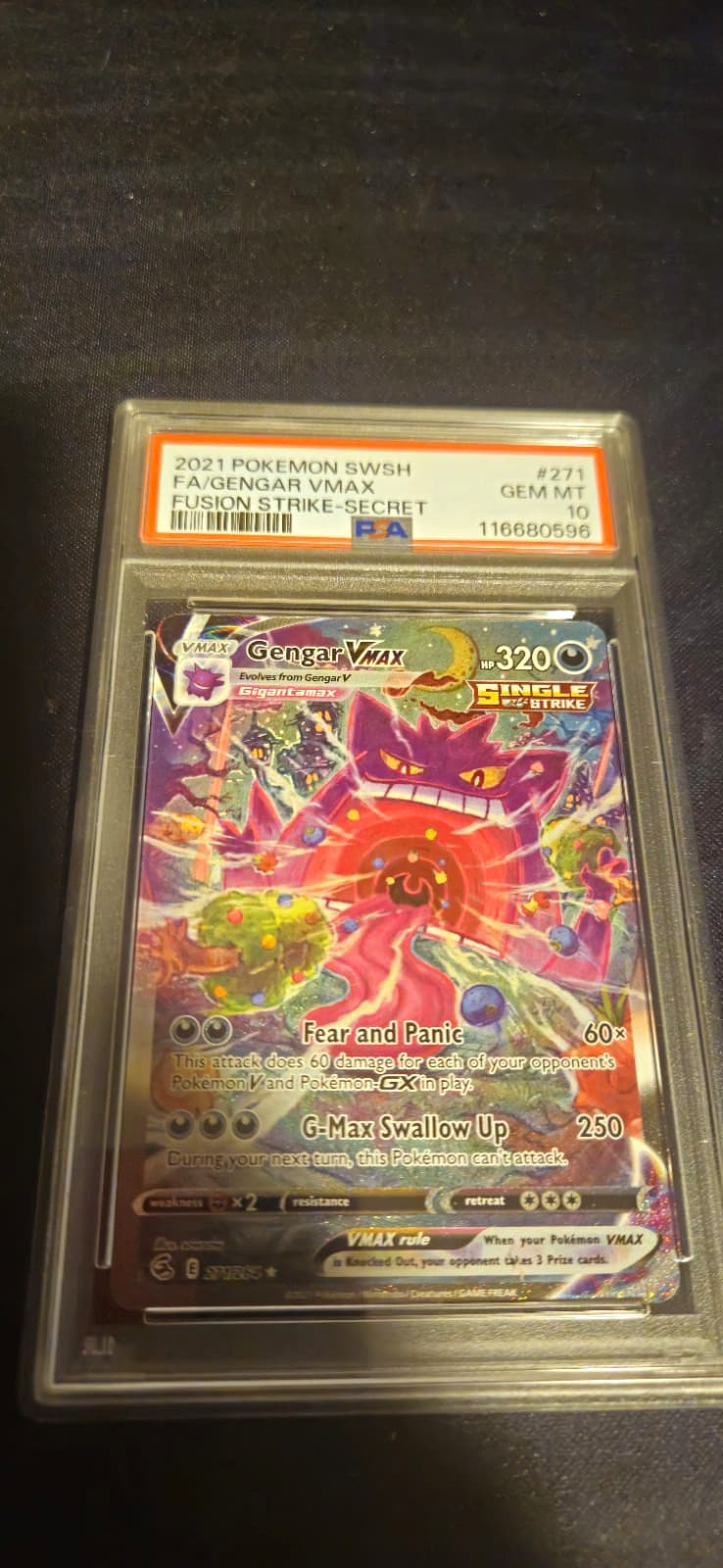 Gengar VMAX PSA 10 Alternate Art Secret Rare 271/264 Fusion Strike Holo