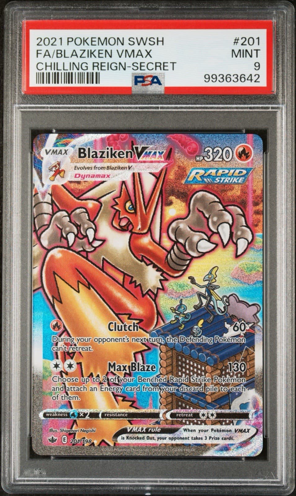 Blaziken VMAX 201/198 PSA 9 Chilling Reign Pokemon Slab