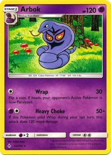 Arbok - 63/214 - Rare Pokemon NM-Mint Unbroken Bonds