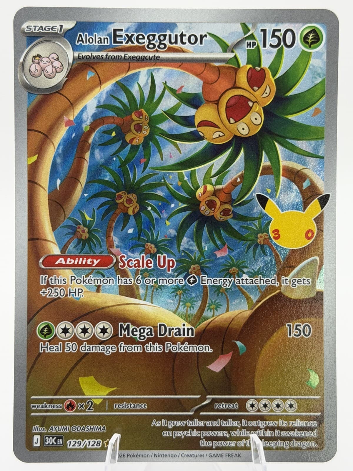 Pokemon Alolan Exeggutor 129/128 IR 30th Anniversary Celebration Full Art NM