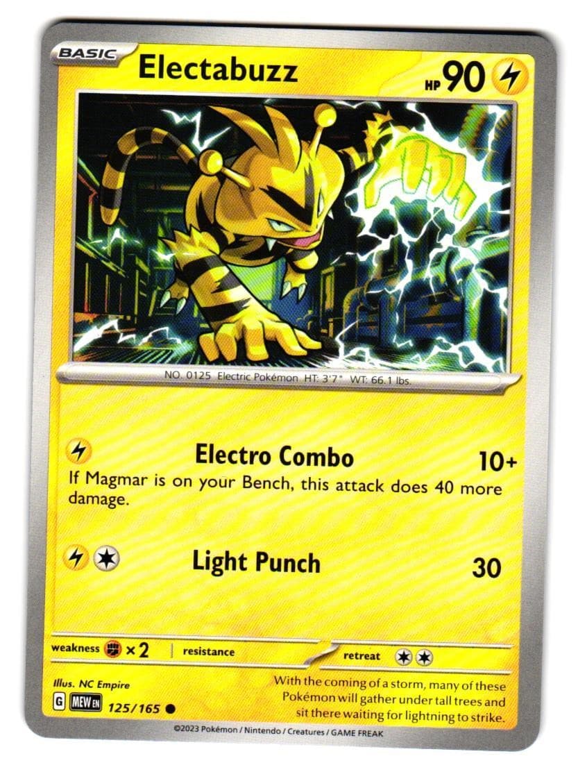 Electabuzz 125/165 Common Scarlet & Violet 151 Pokemon Near Mint