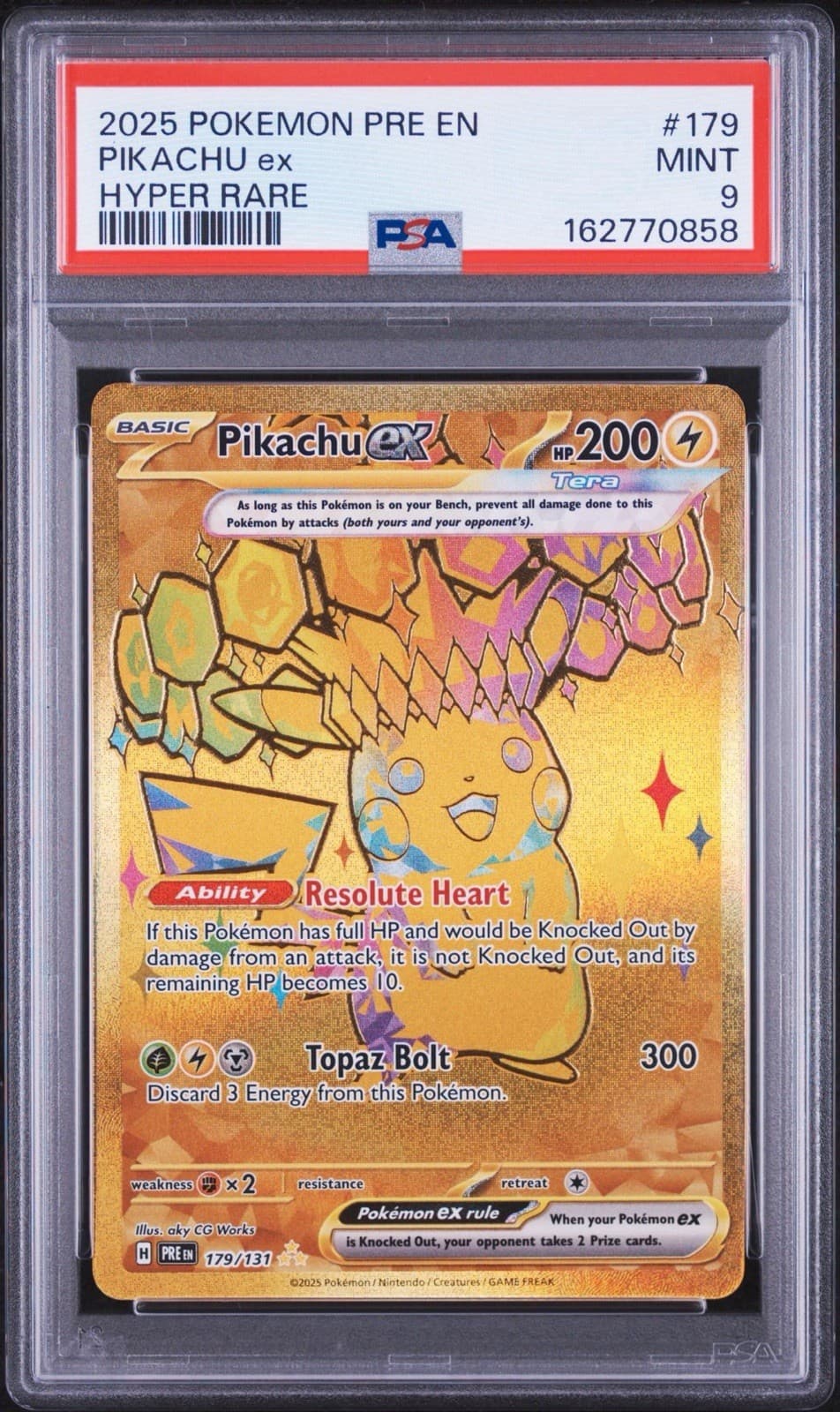 Pokémon SV Prismatic Evolutions Pikachu ex 179/131 Hyper Rare Holo PSA 9