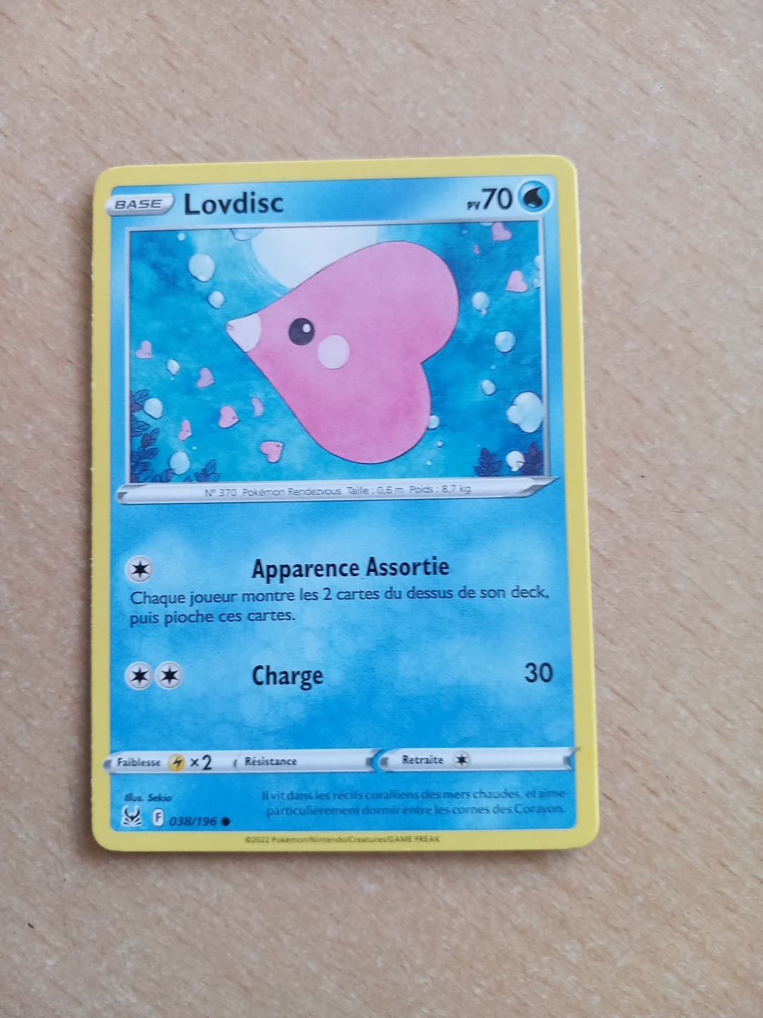Carte Pokémon Lovdisc 38/196 Epée et Bouclier EB11 Origines Perdues FR NEUVE